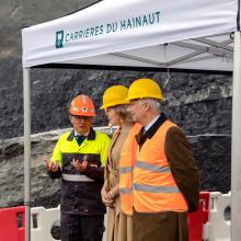 Koning Filip en koningin Mathilde in Carrières du Hainaut